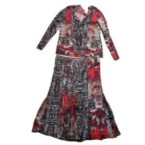VINTAGE Printed Blouse and Skirt Set Size XL
